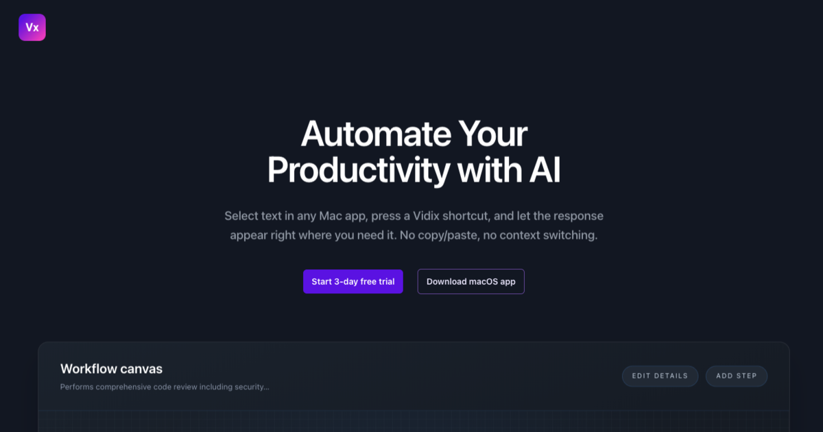 Vidix - Your Mac works for you logo